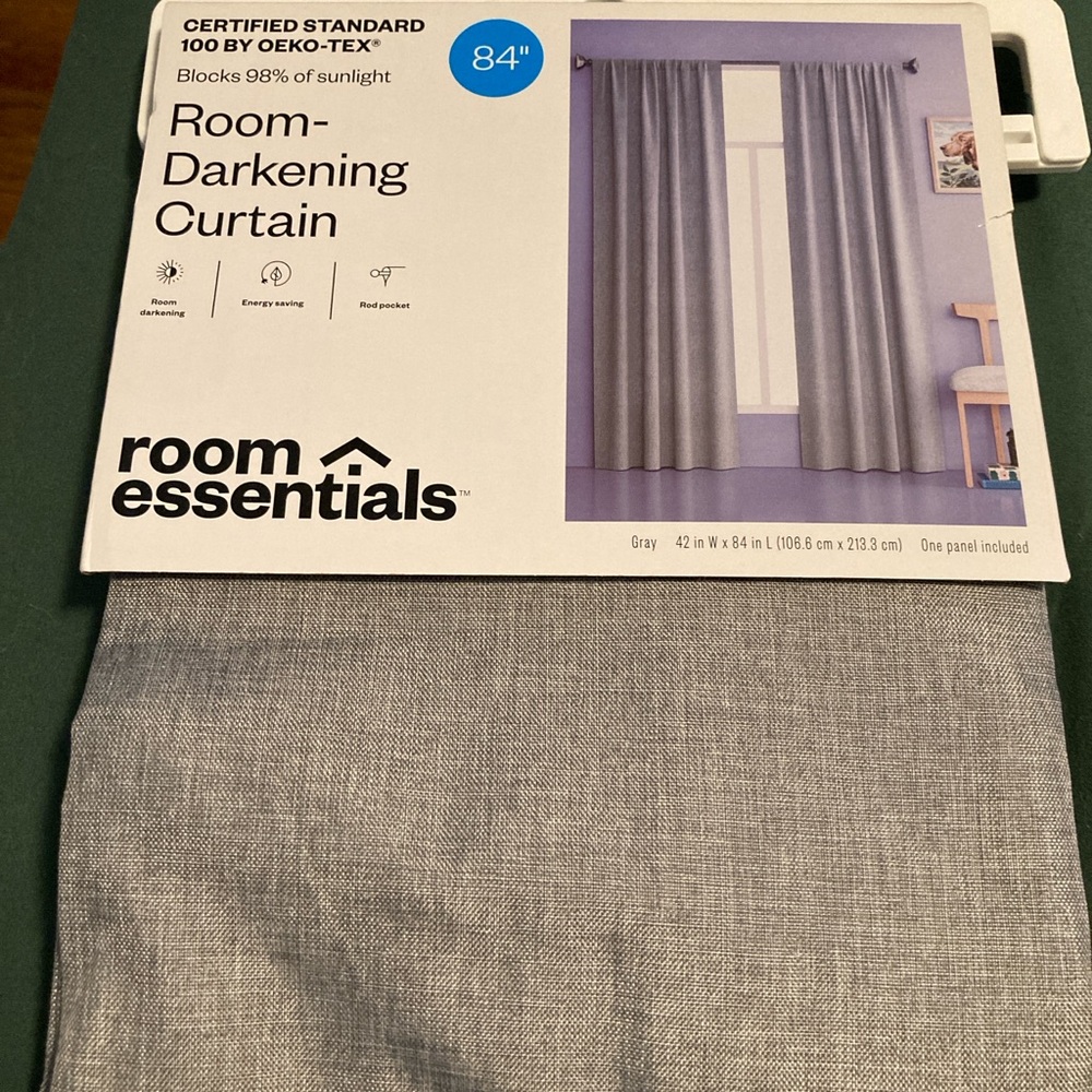 Room Essentials Gray Textured Room-Darkening Curtain